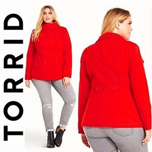 Torrid Vibrant Red Women's Pea Coat Size XXL EUC